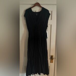 Nicole Miller Black Linen Blend Maxi Dress
